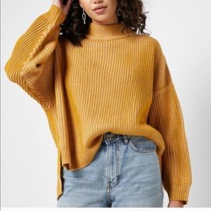 Topshop Mock Neck sweater in Mustard -large